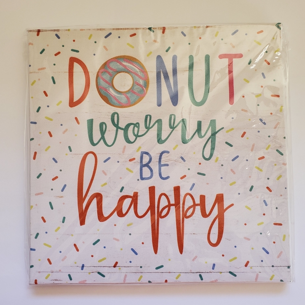 Donut Worry Be Happy Sprinkle Colorful Wall Art - Picture 2 of 8